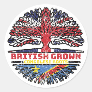 Congo Congolese Uk United Kingdom British Tree Classic Round Sticker