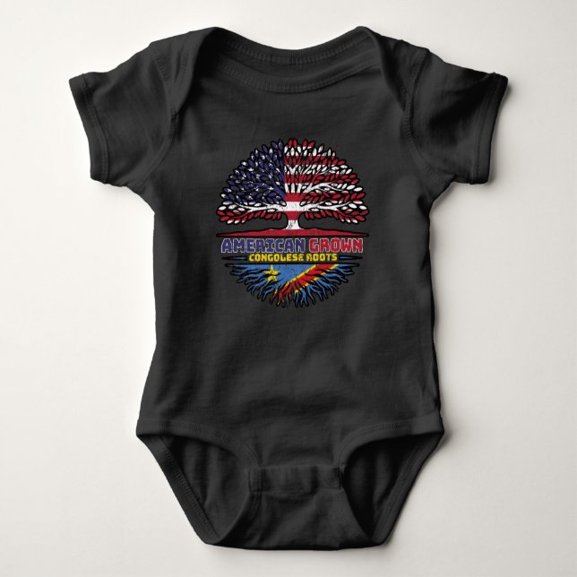 Congo Congolese US American USA United States Tree Baby Bodysuit (Front)