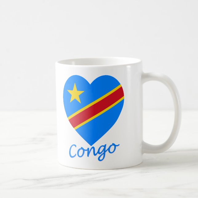 Congo Democratic Republic Flag Heart Coffee Mug (Right)