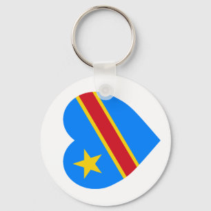 Congo Democratic Republic Flag Heart Key Ring