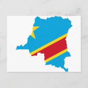 Congo Flag map  CD Postcard