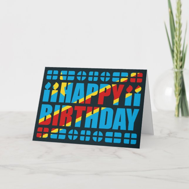 Congo-Kinshasa Flag Birthday Card (Front)