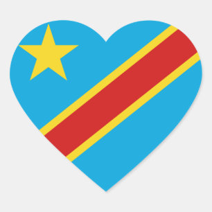 Congo-Kinshasa Flag Heart Sticker