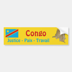 Congo-Kinshasa Flag + Map Bumper Sticker