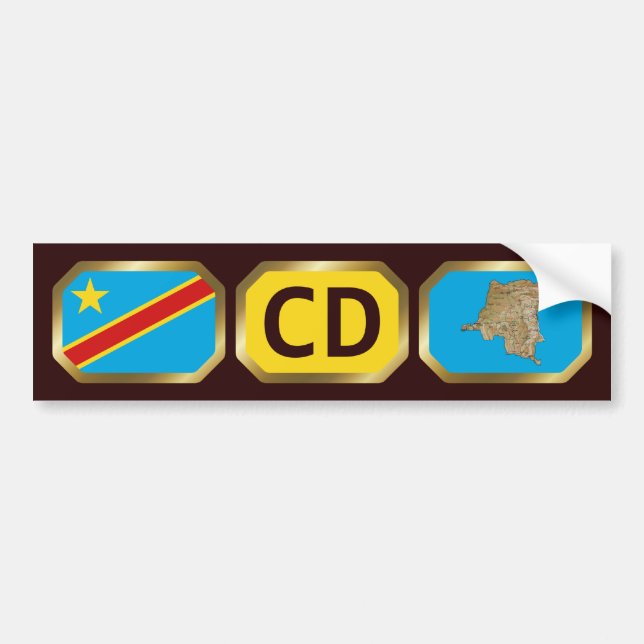 Congo-Kinshasa Flag Map Code Bumper Sticker (Front)