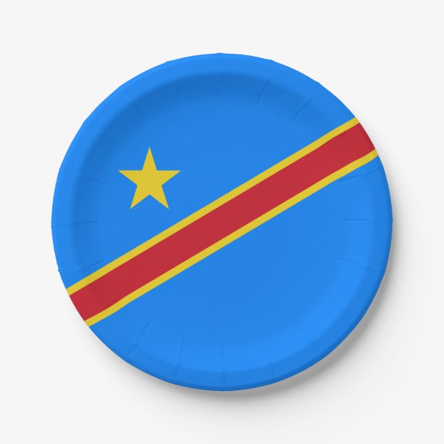 Congo Kinshasa Flag Paper Plate (Front)