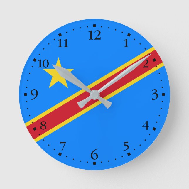 Congo Kinshasa Flag Round Clock (Front)