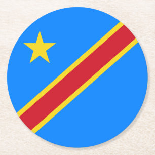 Congo Kinshasa Flag Round Paper Coaster