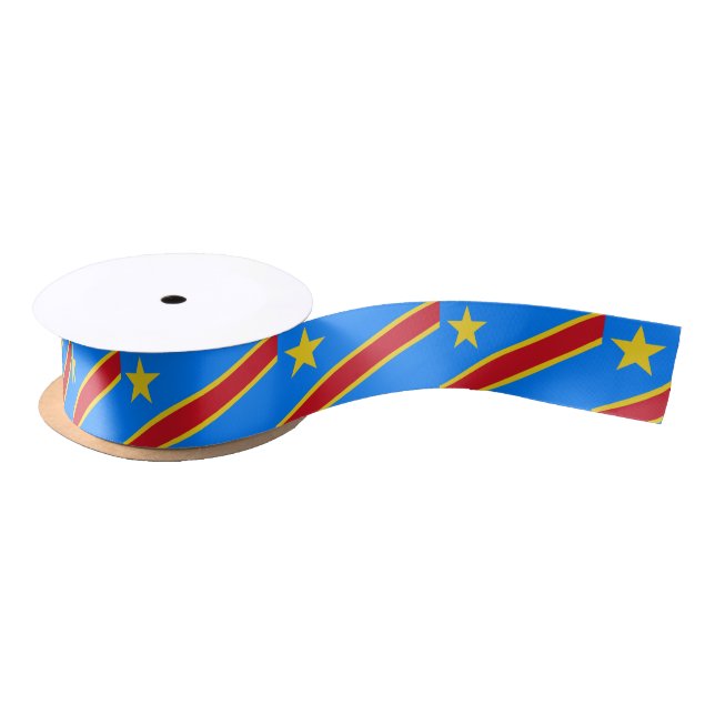 Congo-Kinshasa Flag Satin Ribbon (Spool)