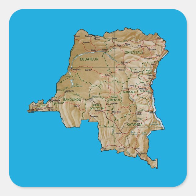 Congo-Kinshasa Map Sticker (Front)