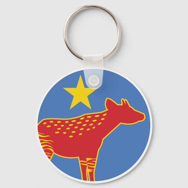 Congo Okapi Congolese National Animal Flag Key Ring (Front)