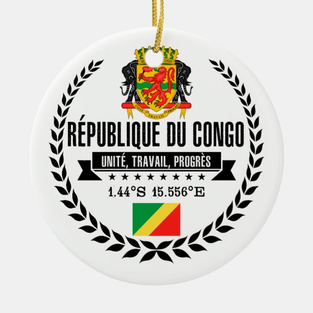Congo Republic Ceramic Tree Decoration (Front)