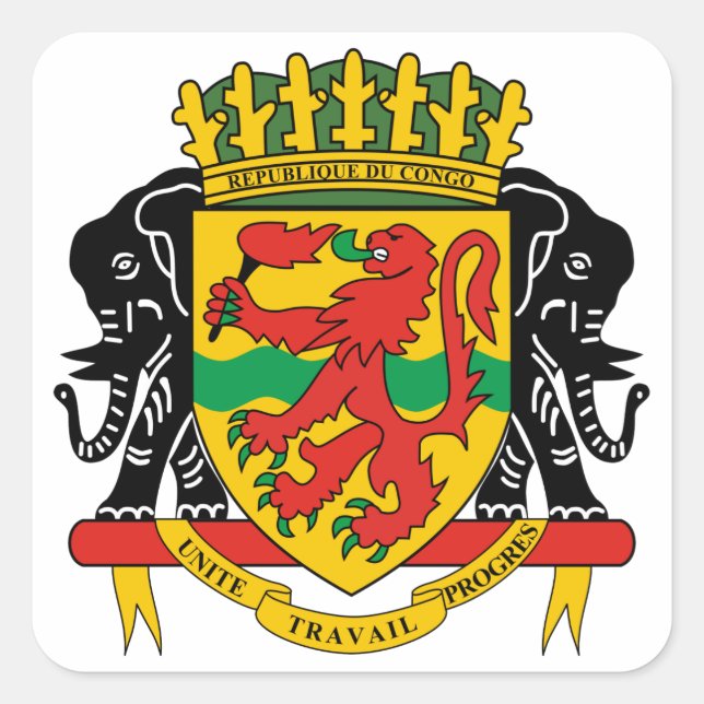congo republic emblem square sticker (Front)