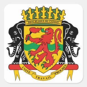 congo republic emblem square sticker