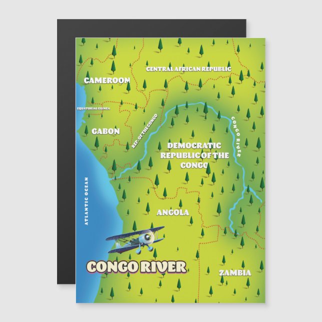 Congo River Beautiful vintage map (Front/Back)