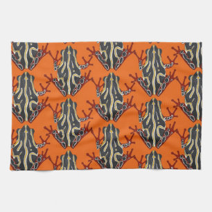 congo tree frog orange tea towel