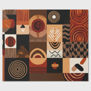 Congolese motifs background grid wrapping paper