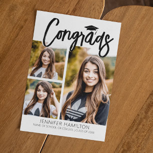Congrads 3 Photo Graduation Invitation