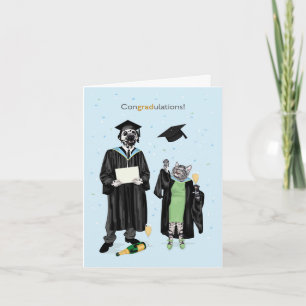 Congradulations Dotty Dog and Kitty Celebrating Card