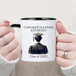 Congradulations Male Graduate in Black Gown Mug