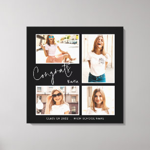 Congrats 2022 Graduate 4 Photod Name Black Canvas Print