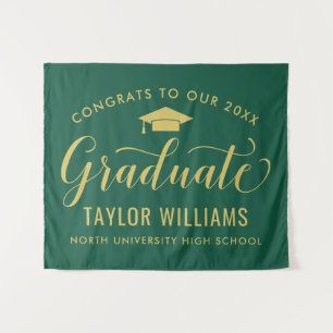 Congrats 2022 Graduate Green Gold Graduation Tapestry