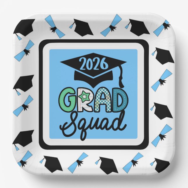 Congrats 2026 Grad Squad Paper Plate (Front)