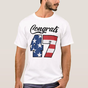 Congrats 47 Trump American Flag T-Shirt