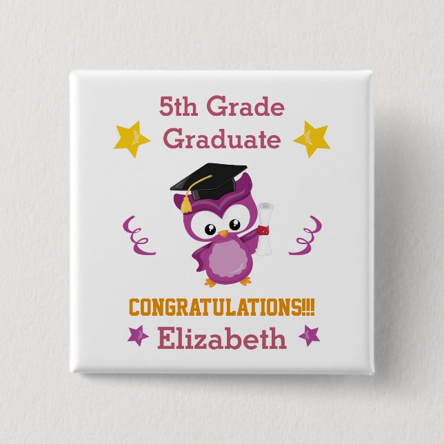 Congrats 5th grade graduate  15 cm square badge (Front)