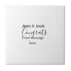 Congrats add name message wedding newly wed couple ceramic tile