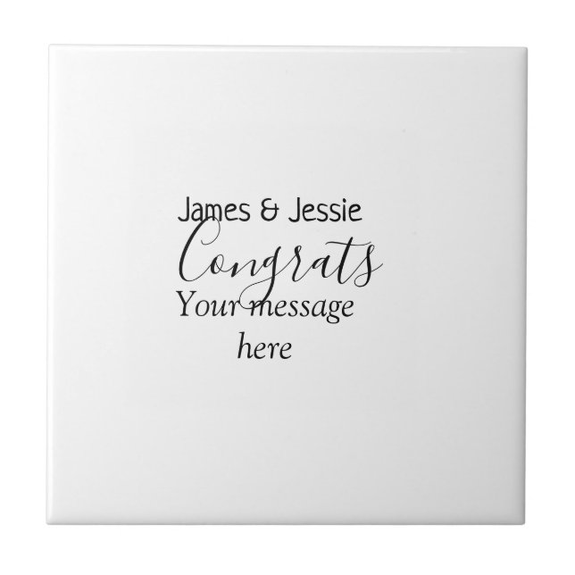 Congrats add name message wedding newly wed couple ceramic tile (Front)