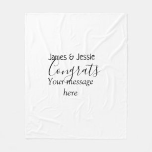 Congrats add name message wedding newly wed couple fleece blanket