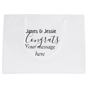 Congrats add name message wedding newly wed couple large gift bag