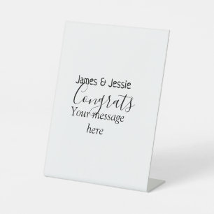 Congrats add name message wedding newly wed couple pedestal sign