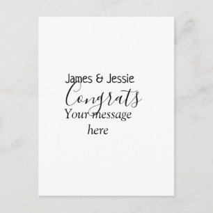 Congrats add name message wedding newly wed couple postcard
