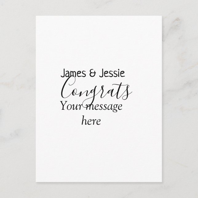 Congrats add name message wedding newly wed couple postcard (Front)