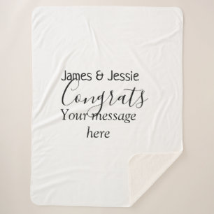Congrats add name message wedding newly wed couple sherpa blanket