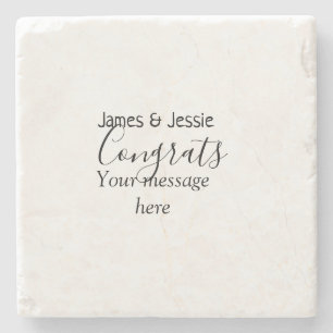 Congrats add name message wedding newly wed couple stone coaster