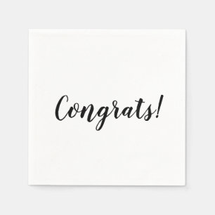 Congrats black white custom script minimalist  napkin
