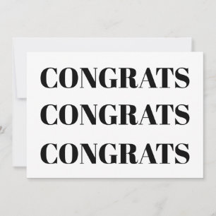Congrats black white minimalist modern card