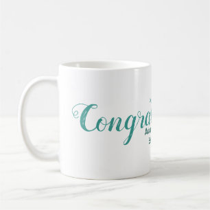 Congrats blue green wedding couple name est. year coffee mug