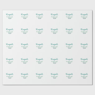 Congrats blue green wedding couple name est. year wrapping paper
