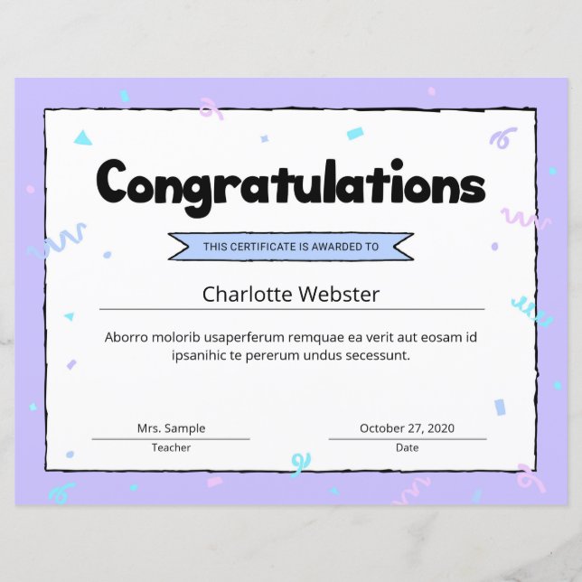 Congrats Certificate Award Template Congratulation (Front)