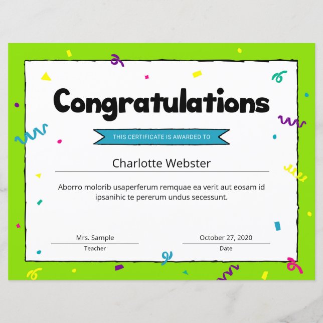 Congrats Certificate Award Template Congratulation (Front)