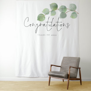 Congrats Class 2024 Eucalyptus Grad Photo Backdrop Tapestry