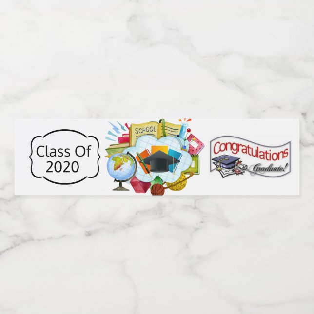 Congrats Class Of 2020 Personalise Year Water Bottle Label (Single Label)