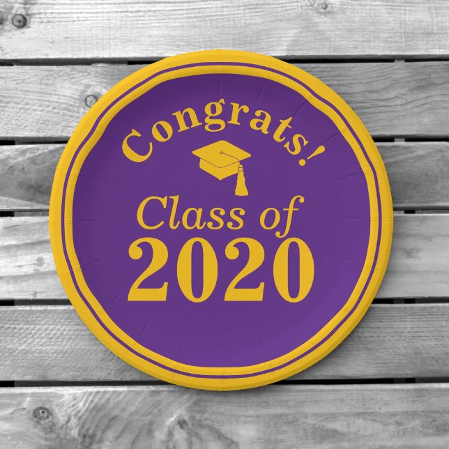 Congrats Class of 2023 Purple Gold Paper Plate (Creator Uploaded)