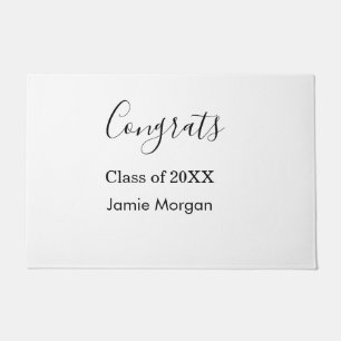 Congrats class of 20XX graduation name simple date Doormat