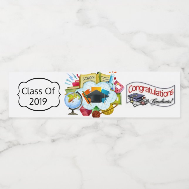 Congrats Class Of Personalise Year Water Bottle Label (Single Label)