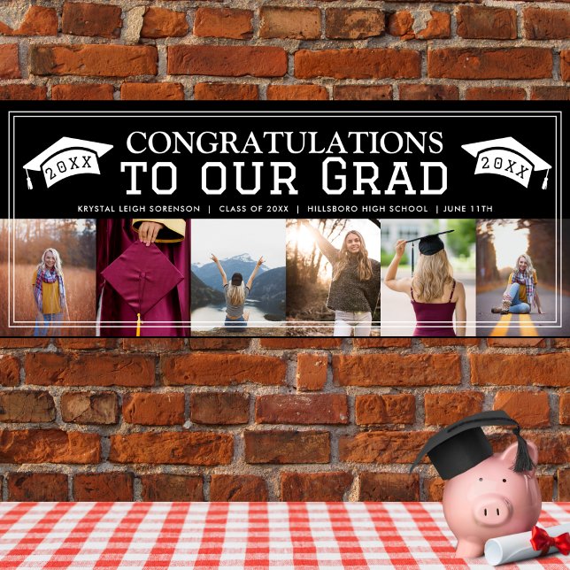Congrats Classic Graduation Six Photo Party Banner (Creator Uploaded)